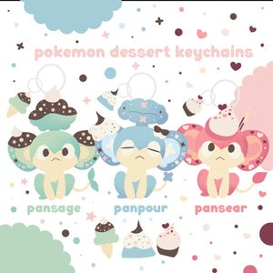 PREORDER | Pokemon Pokopia Pansage, Pansear, Panpour Dessert 2 Piece Keychains