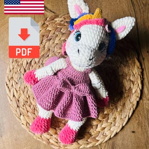 Unicorn Amigurumi Crochet Pattern PDF – Easy Animal Toy for Beginners – English Digital Pattern