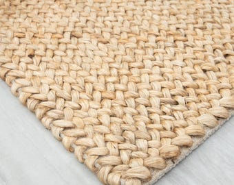 Hand-Woven Jute Rug – Braided Boho Design, Customizable Size CK-15
