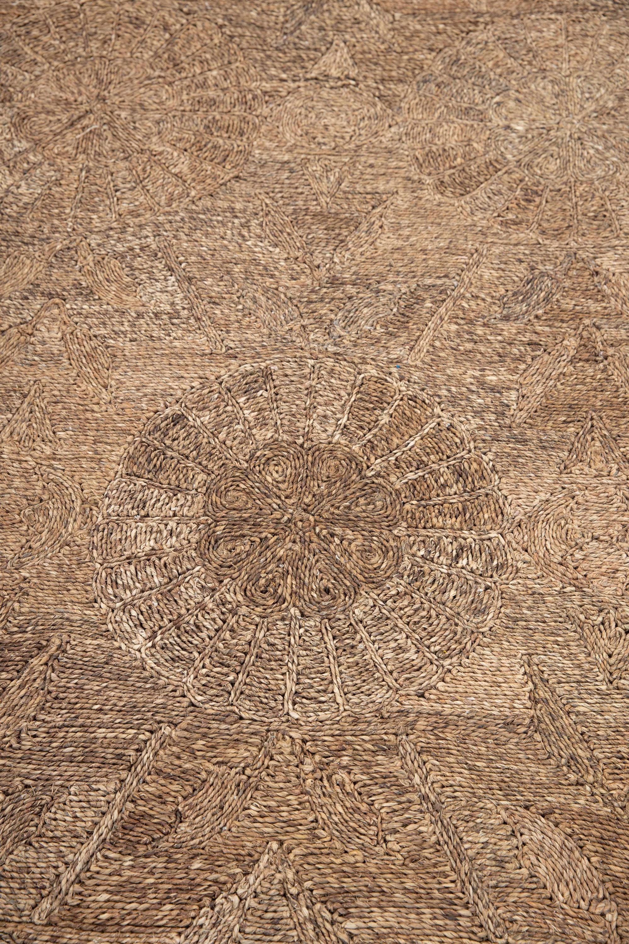 Handwoven Abaca Area Rug – Natural Geometric Circular Pattern Custom in ...