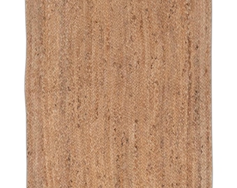 Natural Jute Rectangle Hand Made Braided Style Boho Rug, Customize in Any Size