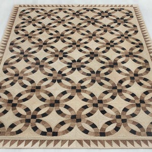 Handwoven Abaca Rug, Natural Geometric Loop Pattern , Customizable Size