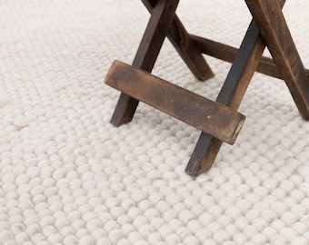 Ivory Chunky Wool Rug – Hand-Woven Modern Flatweave, Customizable Size