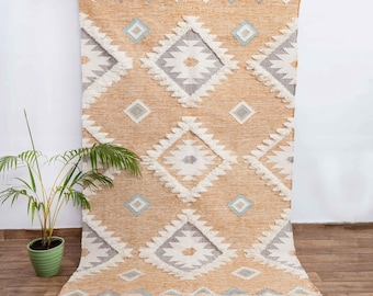 Tappeto in lana color senape e oro tessuto a mano – Stile Boho marocchino / #AS-3