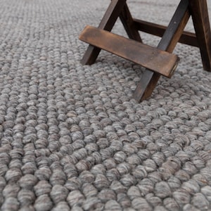 Gray-Brown Chunky Wool Felted Rug Hand-Woven Nordic Modern Flatweave, Custom Sizes (TN-72)