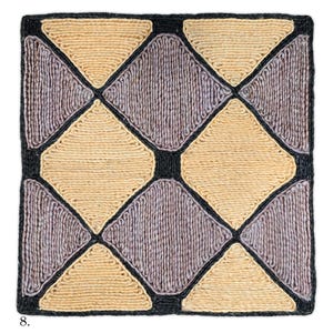 Modern boho abaca vloerkleed – Geometrisch tegelkleed in stoffig mauve en tarwebeige, naar wens aan te passen