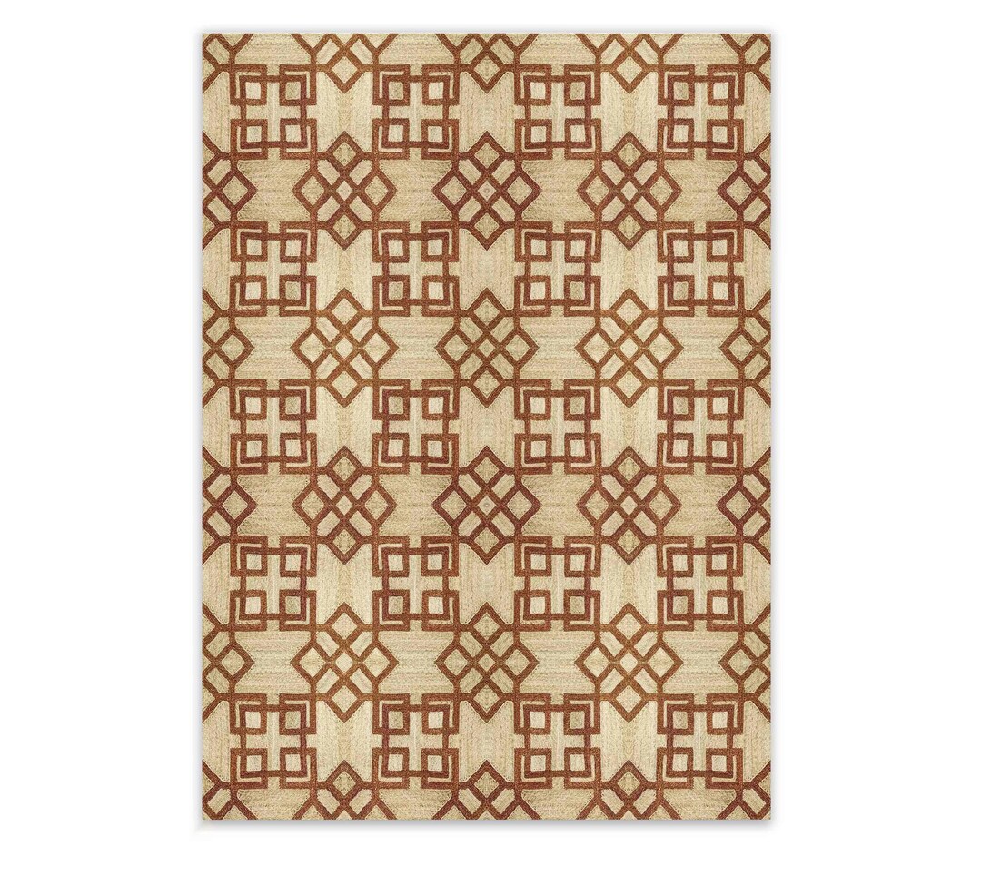 Custom Size Abaca Fiber Rug Hand-woven Brown & Tan Geometric Area Rug ...