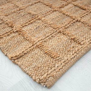 Handwoven Harper Jute Natural Fiber Area Boho Farmhouse Décor Neutral Textured Grid Rug CK-16