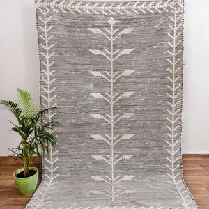 White Black Hand Woven Cotton Boho Moroccan Inspired Rug Sizes #JR-5