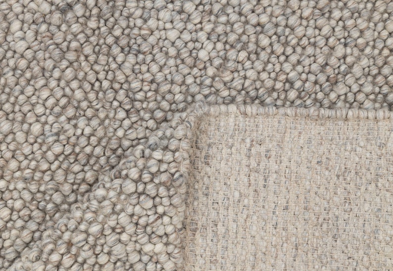 Bumpy Wool Rug Light Grey & Brown Chunky Pebble Wool Rug – Natural Non-dyed, Handwoven ...