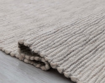 Hand-Knotted Nordic Wool Rug, Cream, Charcoal, Gray, Custom Size