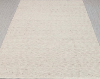 Handwoven Wool Rug – Ivory Cream Scandinavian Design