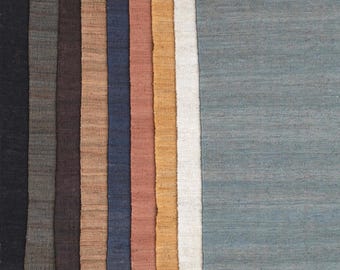 Alfombra de yute tejida a mano, hecha a medida en cualquier tamaño – Tejido plano natural, diseño liso.