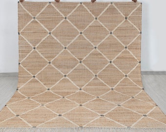 Natural Jute Ivory Rug Hand-Woven Boho, Moroccan & Scandinavian Decor (TN-58)