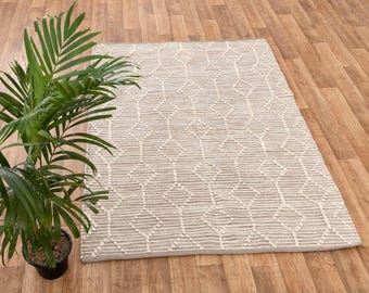 Handwoven Cotton Rug – Bohemian Moroccan Geometric Design