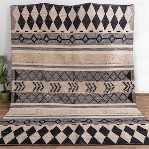 Bohemian Moroccan Inspired Hand Woven Cotton Rug, Washable Boho Rugs., Scandinavian Nordic Decor..#MD-29
