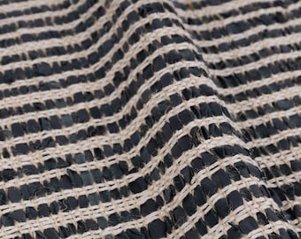 Handgeweven vloerkleed boho jute gerecycleerd leer zwartgrijs hooibergstijl SH4