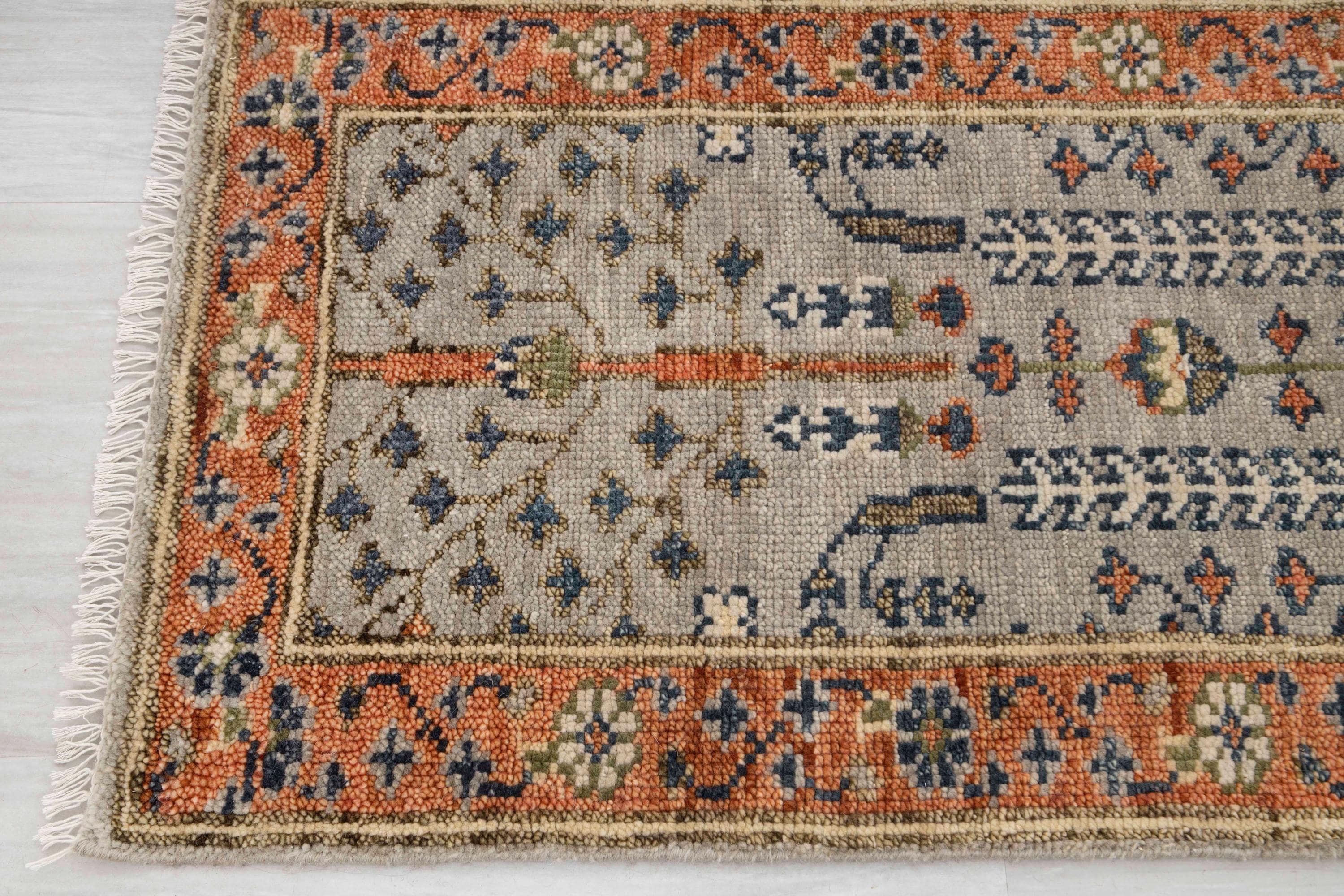 Hand Rummer Hand-knotted Persian Tree of Life Runner Rug in Gray & Rust – Soft ...