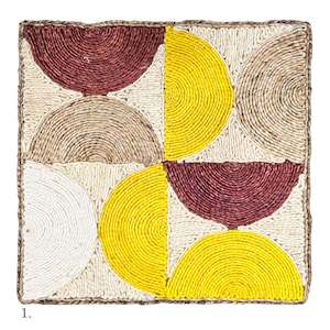 Handmade Abaca Fiber Rug, Geometric Woven Design, Customize Size