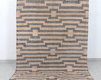 Hand-Woven geometric design in natural jute. Boho style—available in any custom size Rug