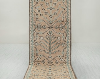 Hand-Knotted Wool Runner Rug, Light Gold Beige, Plush Oushak Design