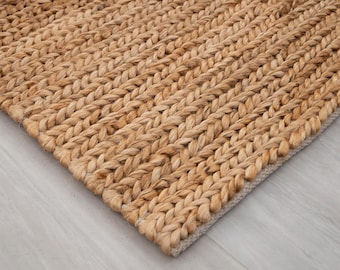 Hand-Woven Natural  Braided Jute  Rug – Customizable Size