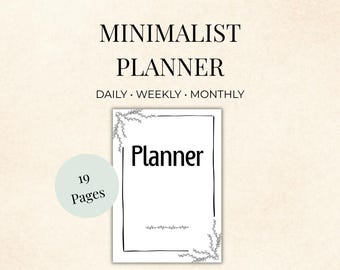 Minimalist Planner Printable Bundle | Daily Weekly Monthly Planner PDF | Undated Planner System | Productivity Planner A4 Letter