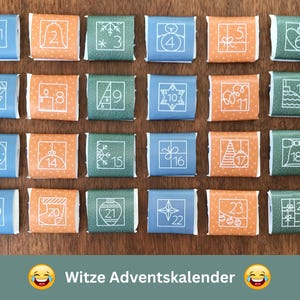 Calendario de Adviento de Chistes | Chistes Navideños | Hazlo tú mismo | Imprimible | 24 envoltorios para Rittersport