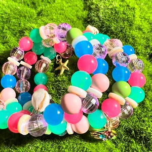 Mermaid Vibes Wrap Bracelet – Colorful Beach Beads with Seashell & Starfish Charms