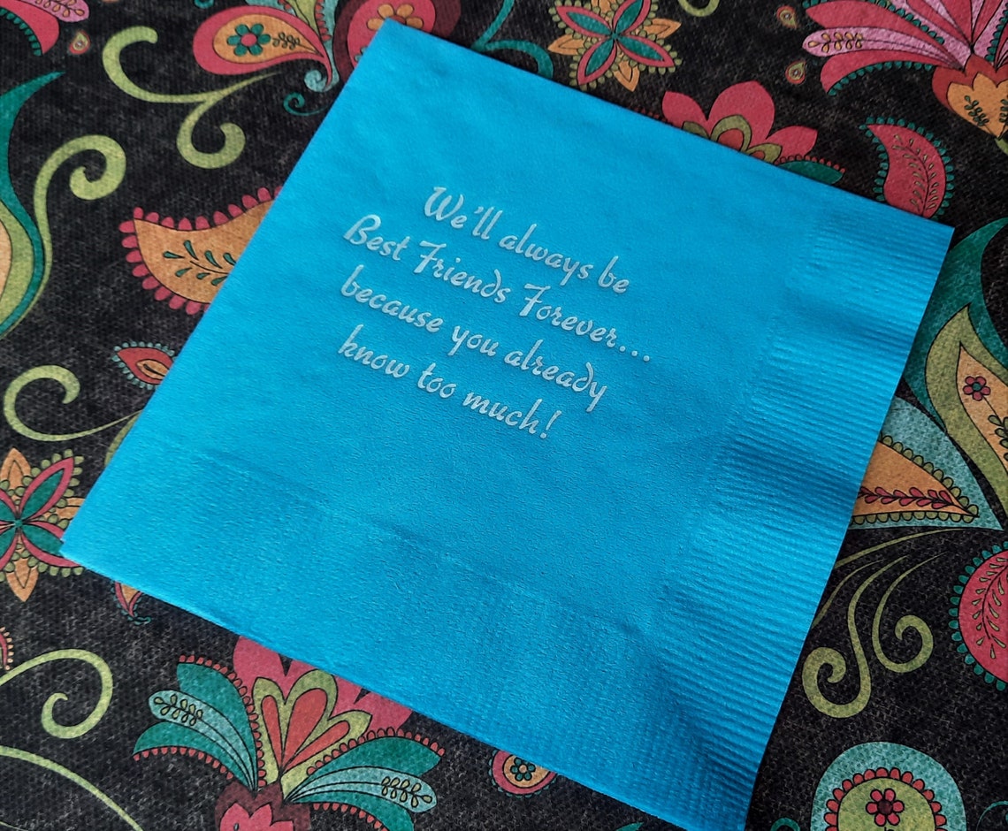Friendship Quote Boxed set of 16 printed napkins girlfriend Etsy