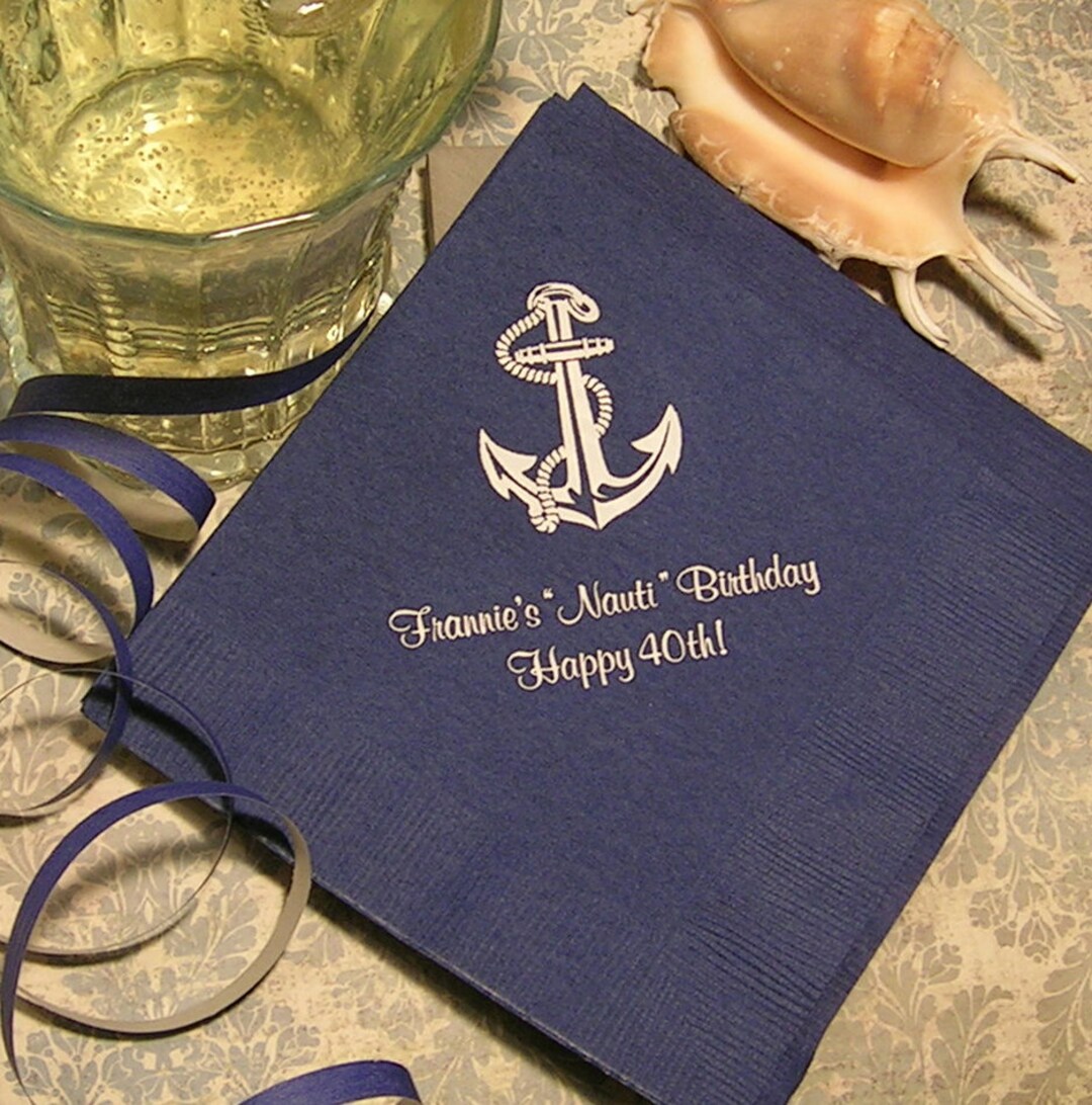 Nautical Birthday Napkins Anchor Napkins Personalized Party Etsy