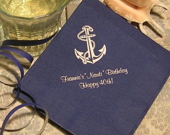 Nautical birthday napkins anchor napkins personalized party napkins custom cocktail napkins