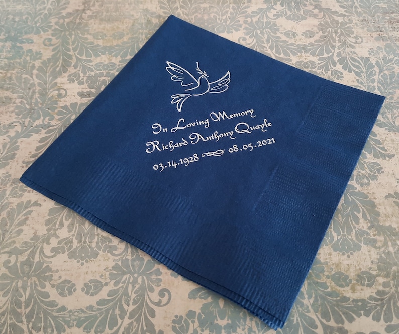 Bereavement Napkins Memorial Napkins Personalized Celebration Etsy