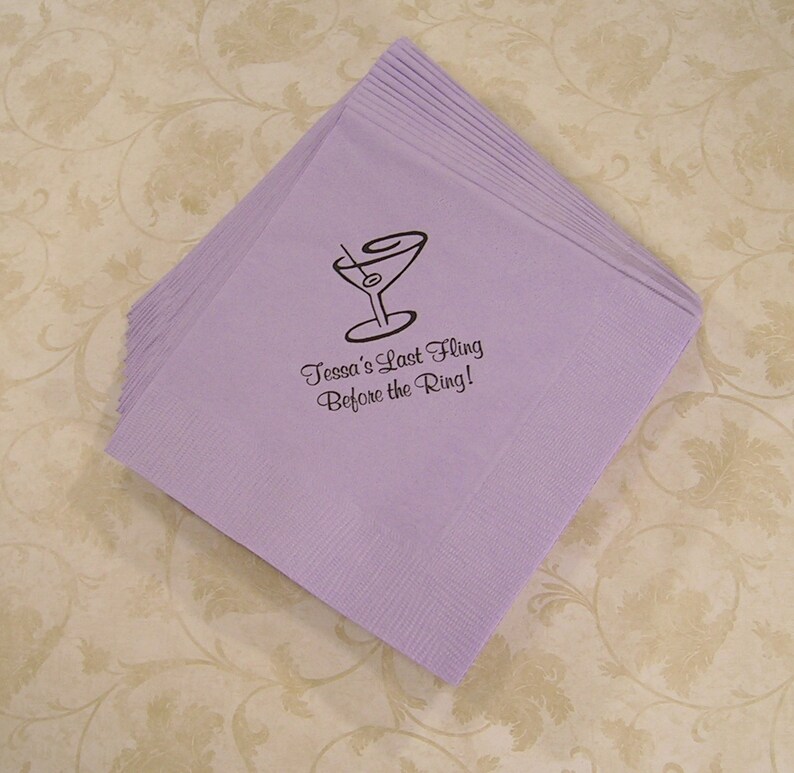 Bachelorette Party napkins wedding shower personalized wedding napkins cocktail napkins martini napkins beverage and luncheon size image 2