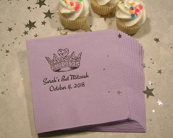 Bat Mitzvah napkins Personalized bat mitzvah napkins girls birthday birthday napkins