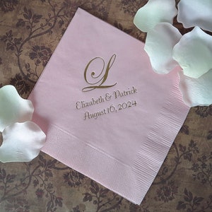 Monogrammed wedding napkins Personalized wedding reception napkins monogram image 2