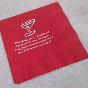 Bar Napkins Cocktail Party Funny Cocktail Quotes Boxed set of 16 printed napkins image 5