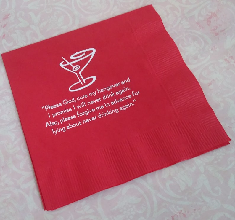 Bar Napkins Cocktail Party Funny Cocktail Quotes Boxed set of 16 printed napkins image 5