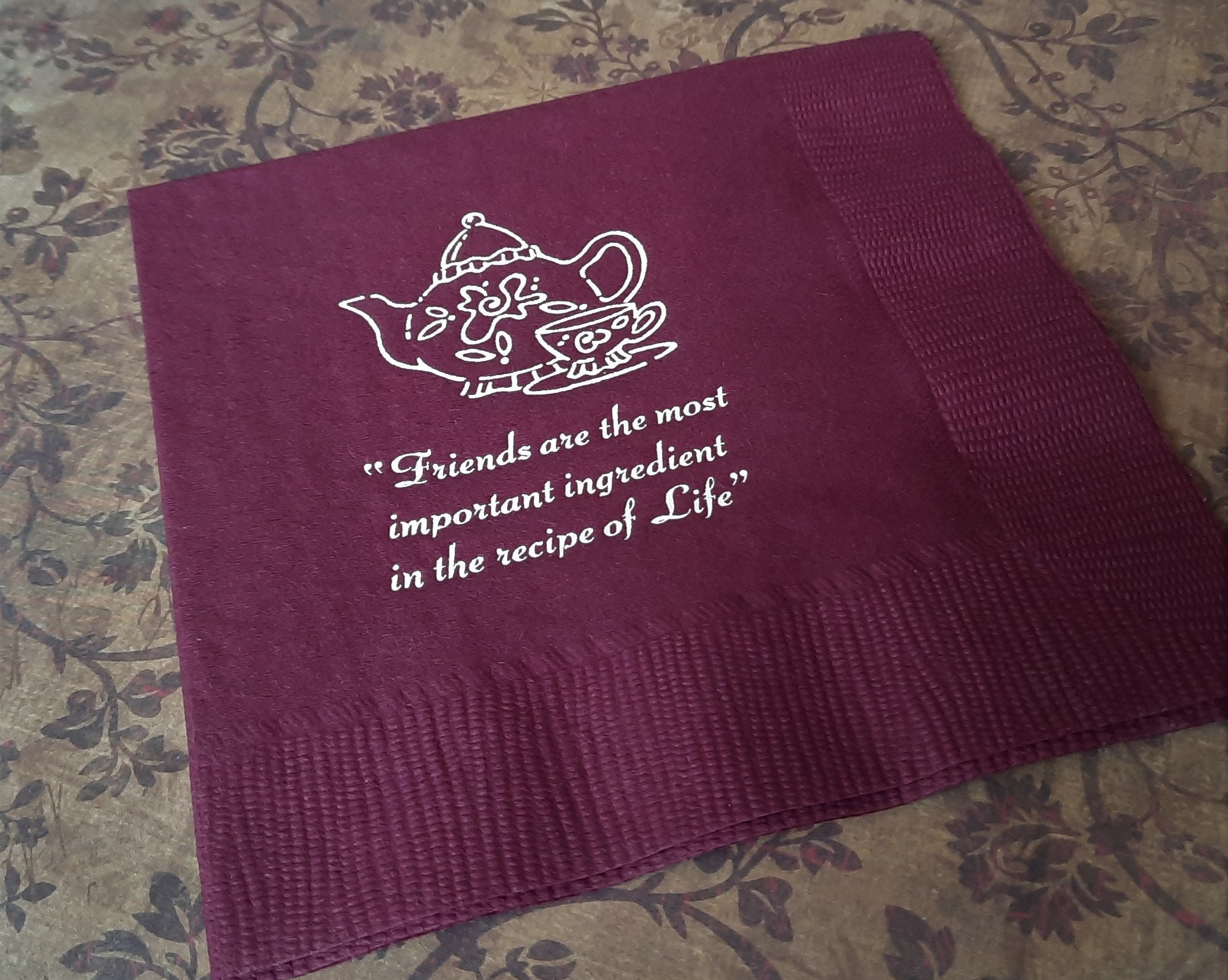 Friendship Quote Boxed set of 16 printed napkins girlfriend Etsy