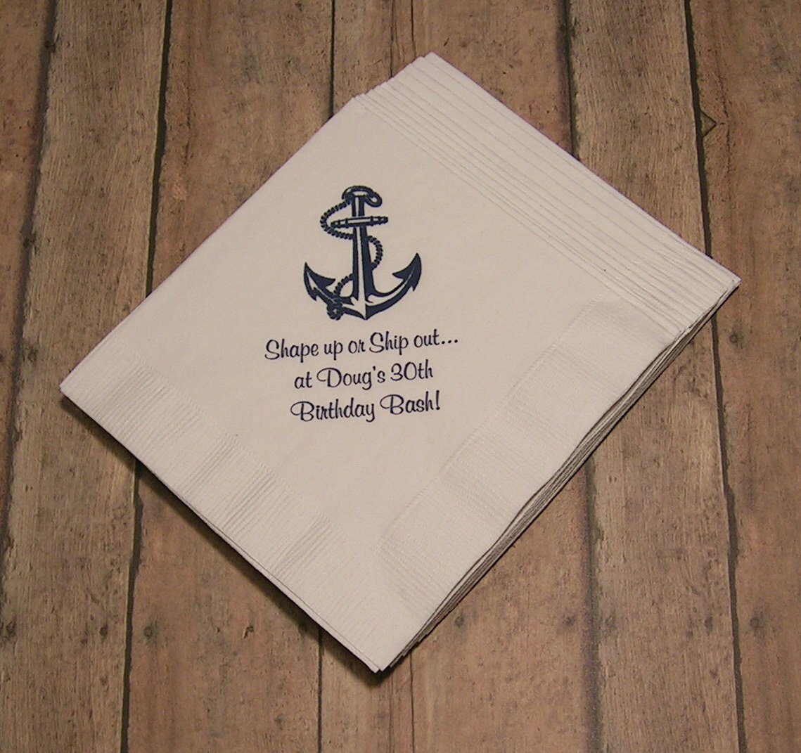 Nautical birthday napkins anchor napkins personalized party Etsy