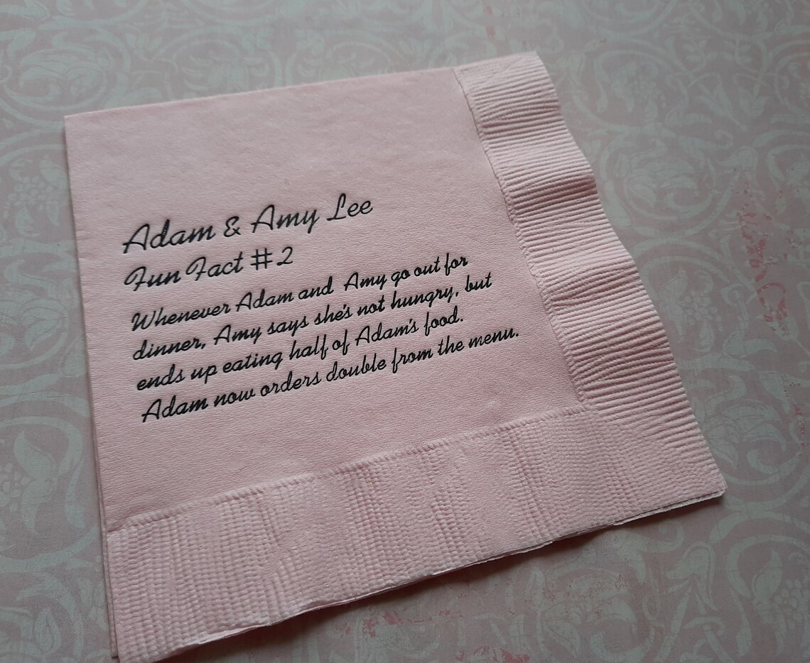 Napkins with quotes wedding trivia napkins fun fact napkins Etsy