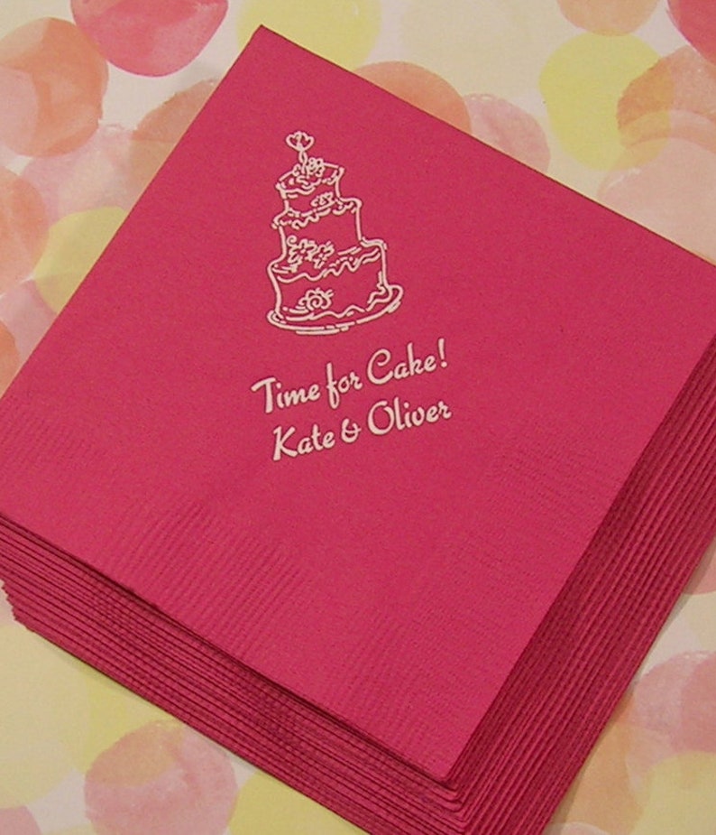 Anniversary Napkins Wedding Cocktail Napkins Cake Napkins Etsy