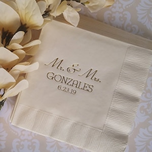 Personalized cocktail napkins Mr & Mrs wedding cocktail  napkins NEW reception napkins anniversary napkins