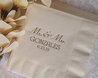 Personalized cocktail napkins Mr & Mrs wedding cocktail  napkins NEW reception napkins anniversary napkins