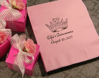 Quinceanera napkins Mis Quince Mis Quince Anos personalized napkins Birthday napkins Sweet 16 napkins