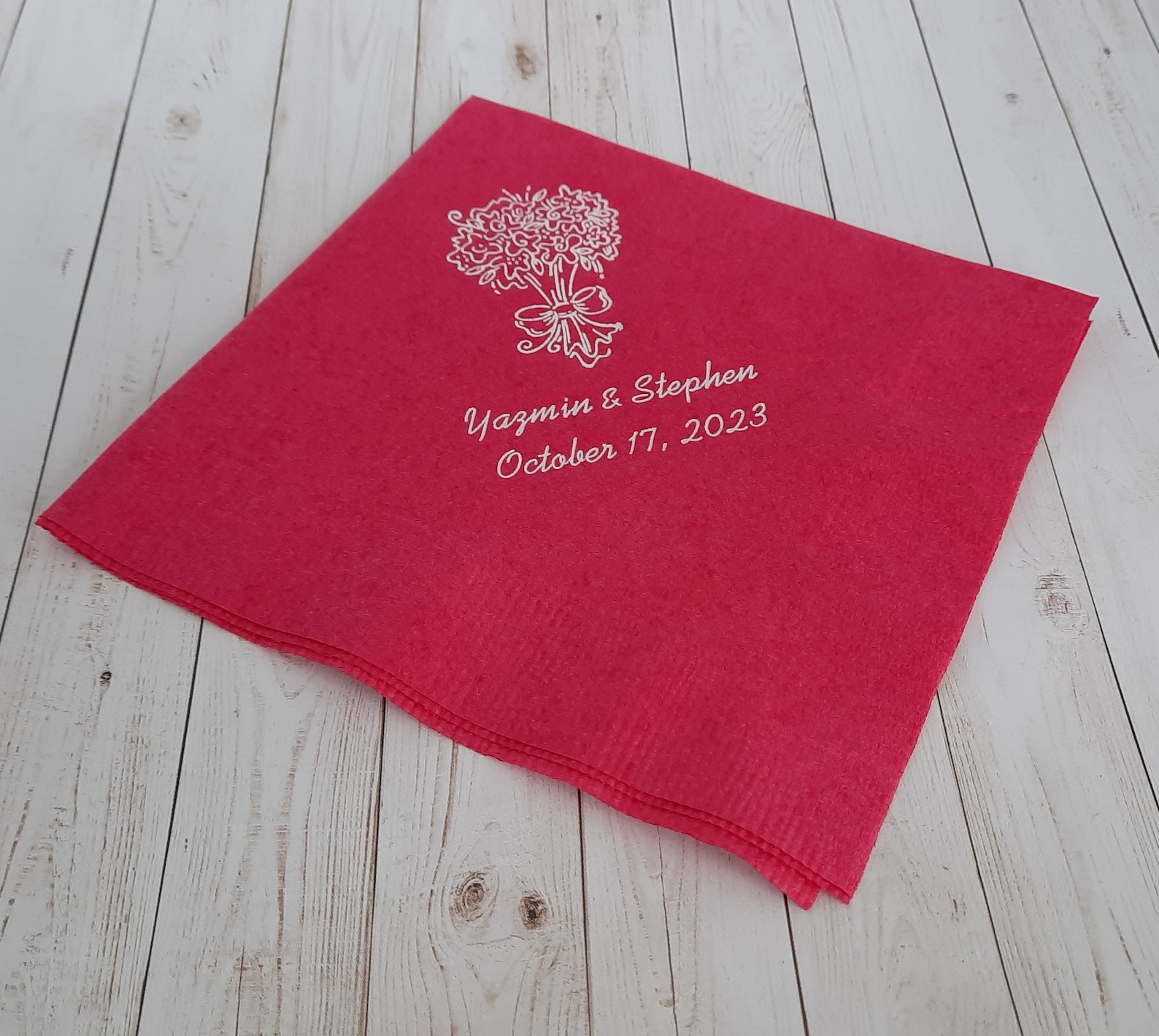 Personalized Wedding Napkins Bouquet Wedding Napkins Cocktail Etsy