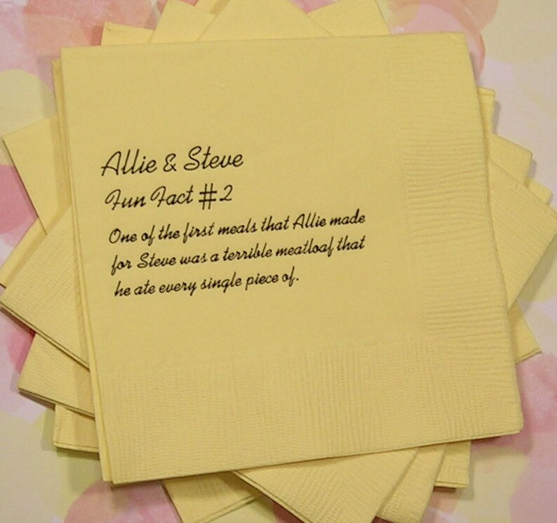 Napkins with quotes wedding trivia napkins fun fact napkins Etsy
