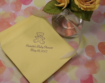 Baby shower napkins teddy bear personalized baby shower napkins personalized baby shower napkins beverage and luncheon size