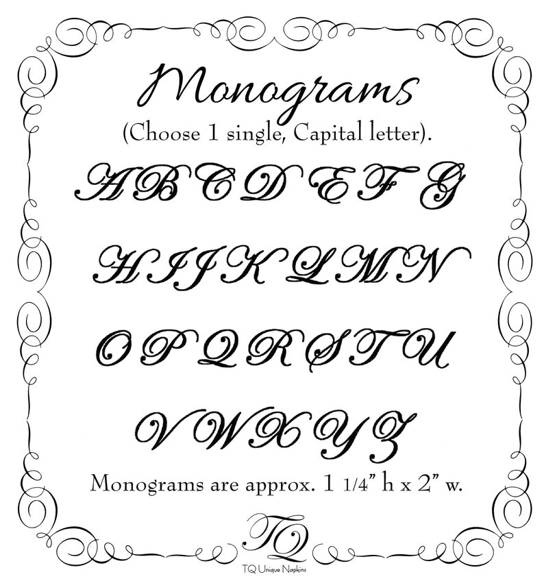 monogrammed cocktail napkins monogram wedding cocktail napkins large Edwardian monogram add your names and date 26 napkin colors image 5