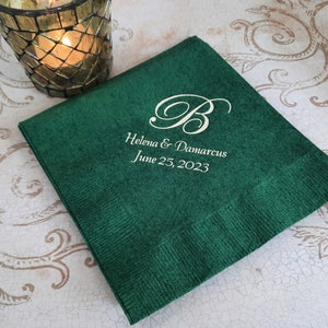 Monogrammed wedding napkins Personalized wedding reception napkins monogram